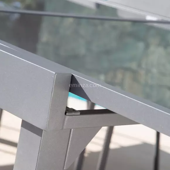 Eminza Table De Jardin Extensible En Verre 12 Places (200/320 X 100 Cm) Murano Gris Anthracite