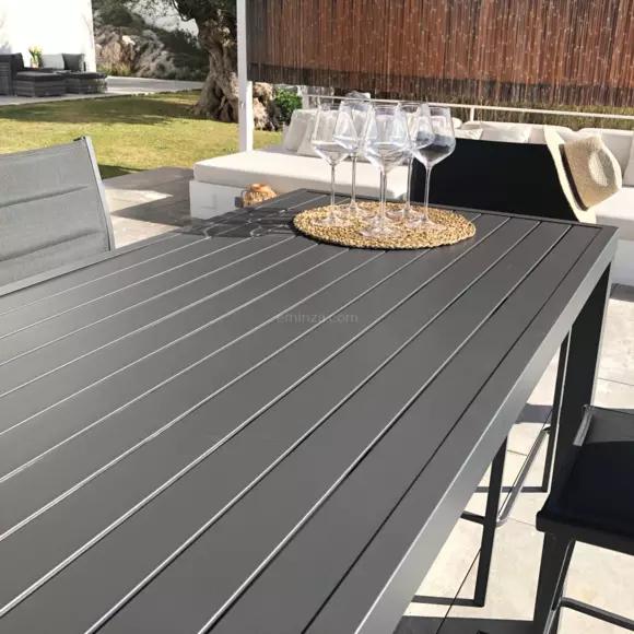 Eminza Table De Jardin Haute En Aluminium 6 Places (160 X H105 Cm) Murano Gris Anthracite