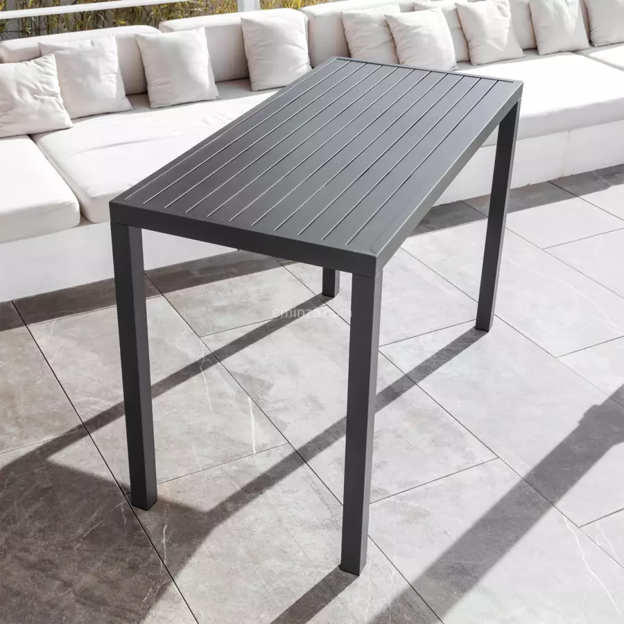 Eminza Table De Jardin Haute En Aluminium 6 Places (160 X H105 Cm) Murano Gris Anthracite