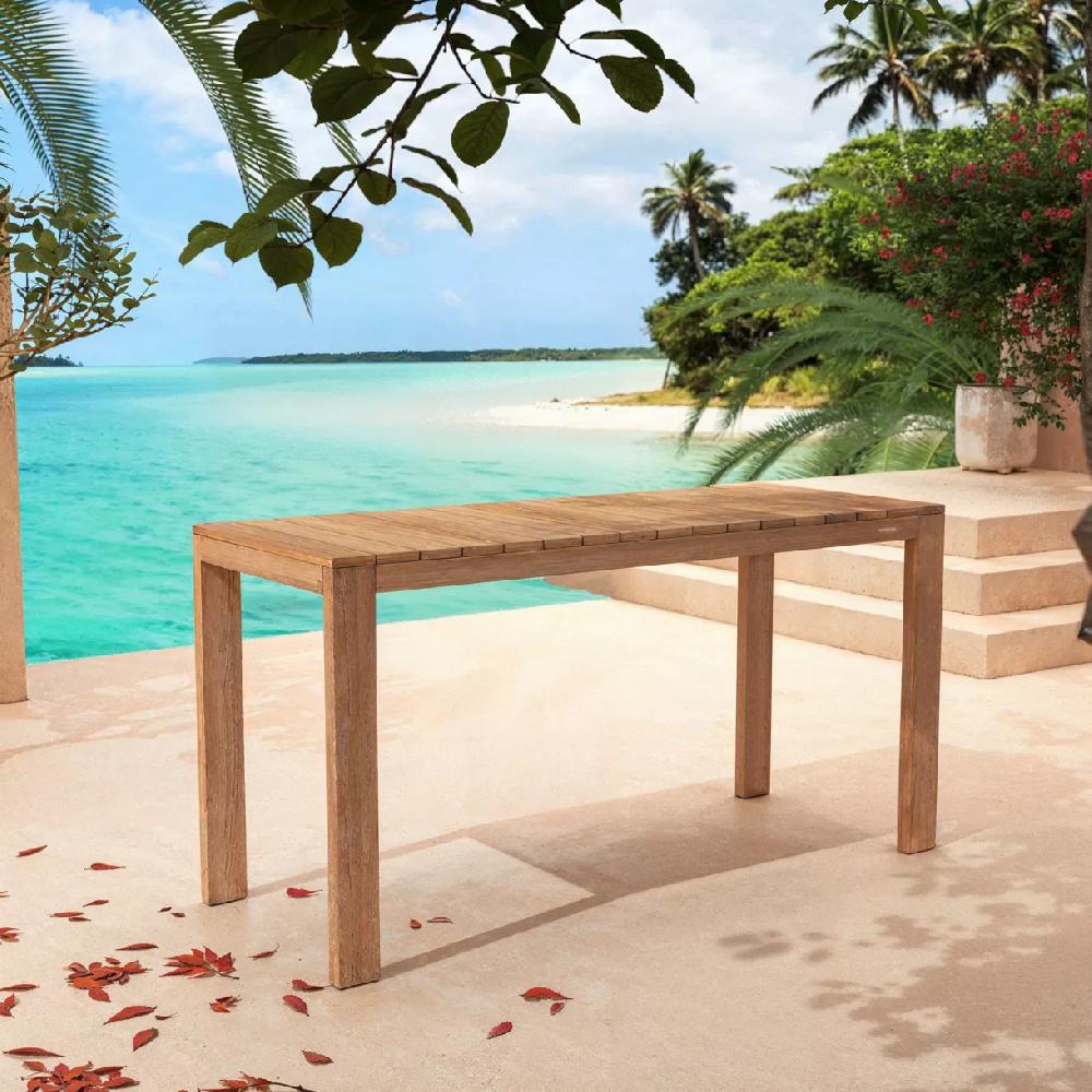 eminza Table de jardin haute en bois d'acacia 8 places (203 x H150 cm) Bornéo Naturel