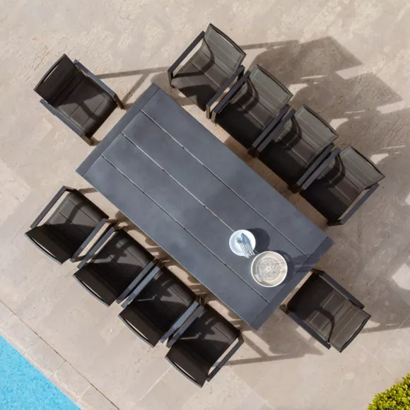 Eminza Table De Jardin Rectangulaire Aluminium 10 Places (240 X 118 Cm) Elba Gris Anthracite