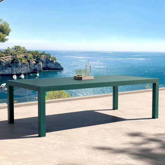 Eminza Table De Jardin Rectangulaire Aluminium 10 Places (240 X 120 Cm) Murano Bleu Pétrole