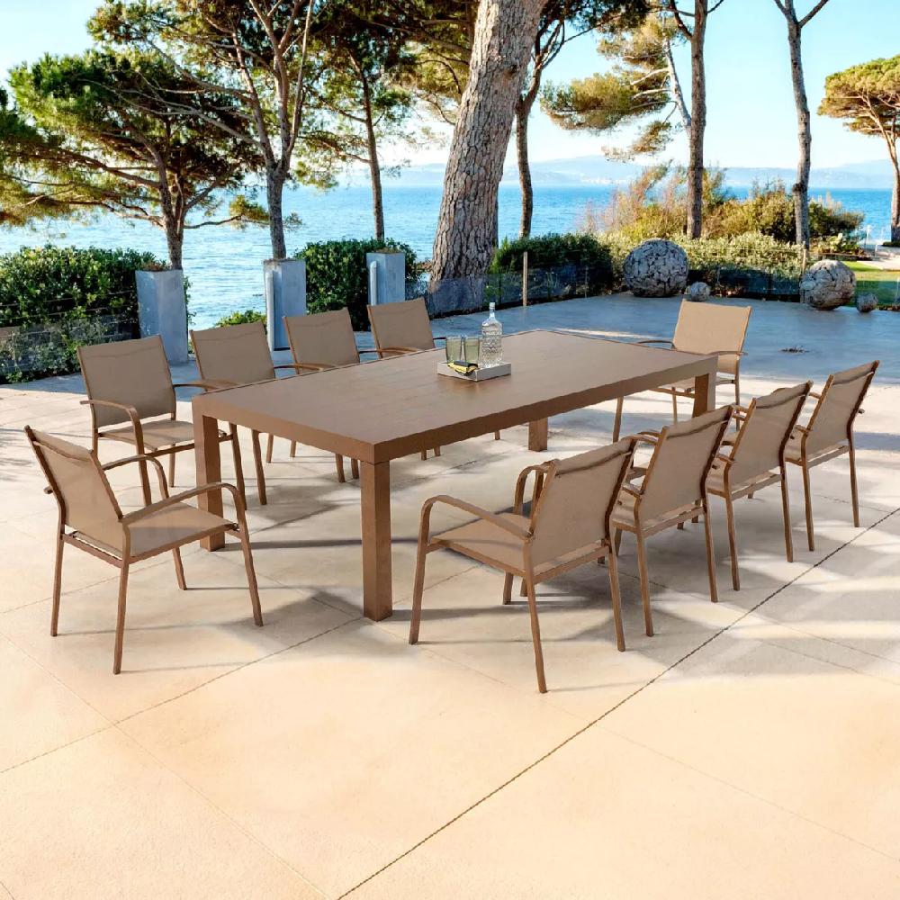 eminza Table de jardin rectangulaire aluminium 10 places (240 x 120 cm) Murano Bronze
