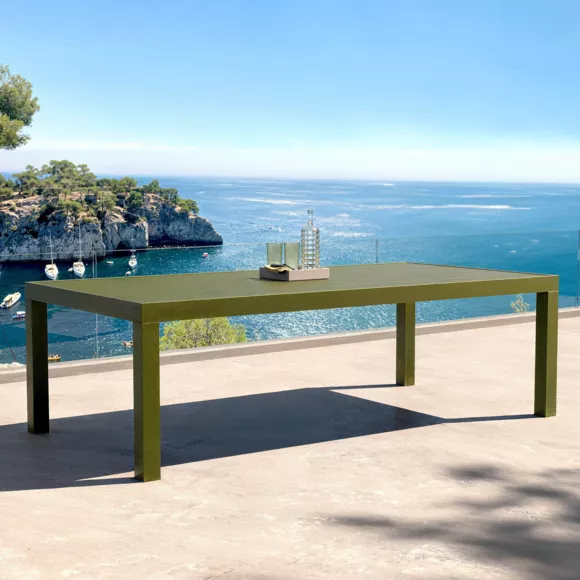 Eminza Table De Jardin Rectangulaire Aluminium 10 Places (240 X 120 Cm) Murano Vert Olive