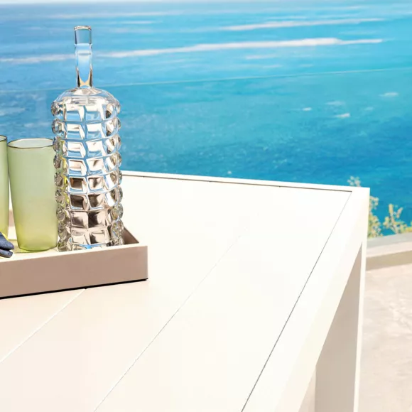 Eminza Table De Jardin Rectangulaire Aluminium 10 Places (240 X 120 Cm) Murano Blanc