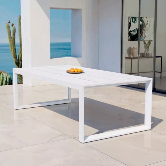 Eminza Table De Jardin Rectangulaire Aluminium 10 Places (240 X 118 Cm) Elba Blanc