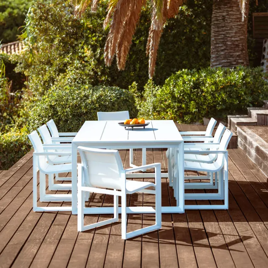 Eminza Table De Jardin Rectangulaire Aluminium 10 Places (240 X 118 Cm) Elba Blanc