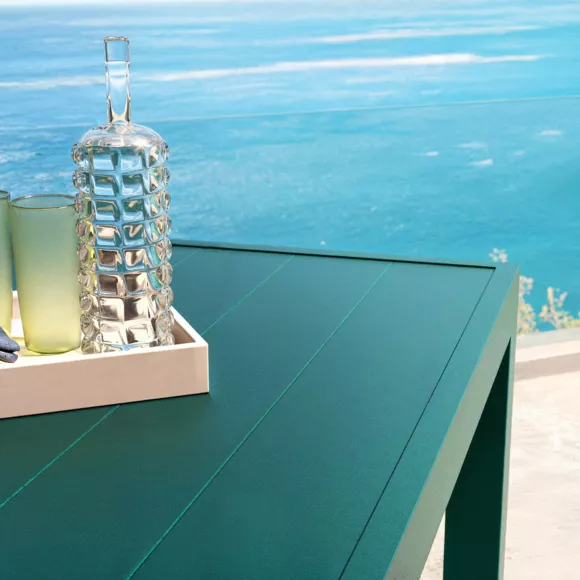Eminza Table De Jardin Rectangulaire Aluminium 8 Places (210 X 100 Cm) Murano Bleu Pétrole