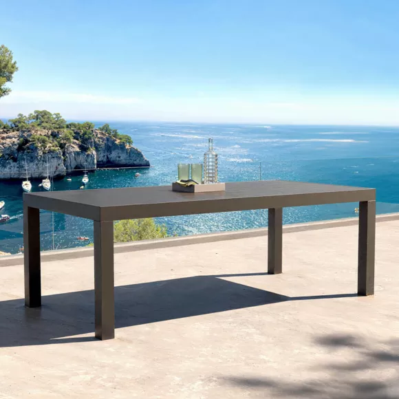 Eminza Table De Jardin Rectangulaire Aluminium 8 Places (210 X 100 Cm) Murano Gris Anthracite