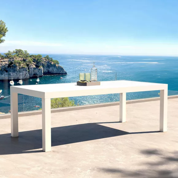 Eminza Table De Jardin Rectangulaire Aluminium 8 Places (210 X 100 Cm) Murano Blanc