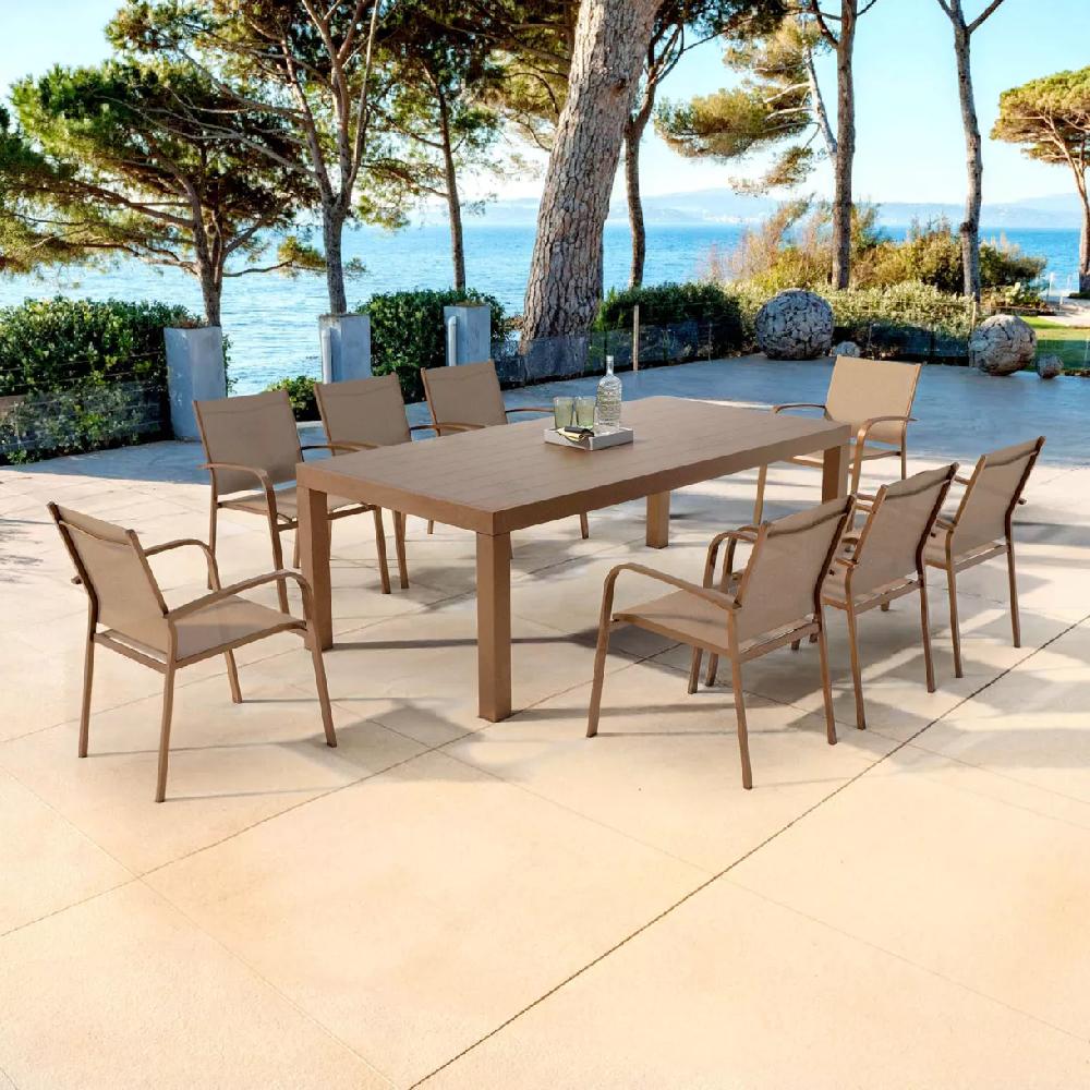 eminza Table de jardin rectangulaire aluminium 8 places (210 x 100 cm) Murano Bronze