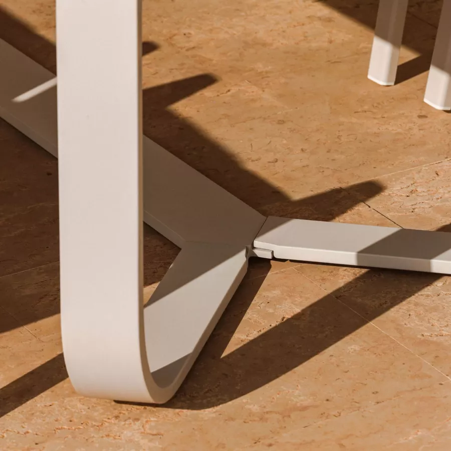 Eminza Table De Jardin Rectangulaire En Aluminium 10 Places (240 X 100 Cm) Long Beach Blanc Cendré