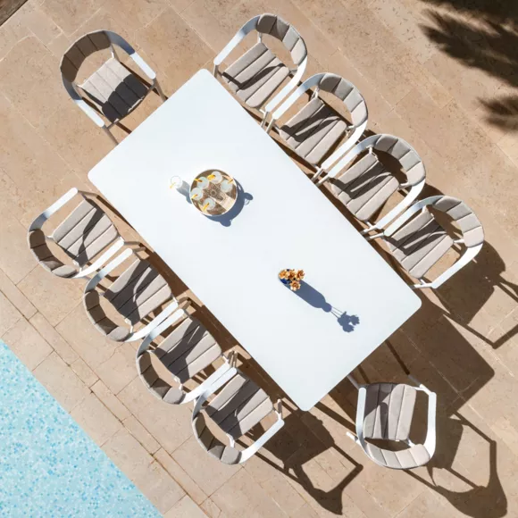 Eminza Table De Jardin Rectangulaire En Aluminium 10 Places (240 X 120 Cm) Monte Carlo Blanc