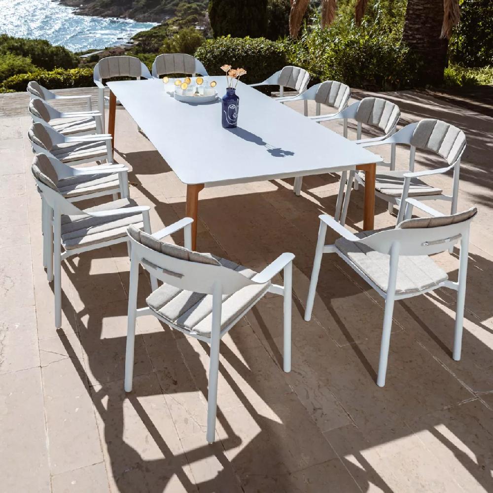 eminza Table de jardin rectangulaire en aluminium 10 places (240 x 120 cm) Monte Carlo Blanc