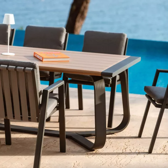 Eminza Table De Jardin Rectangulaire En Aluminium 10 Places (240 X 100 Cm) Long Beach Gris Anthracite