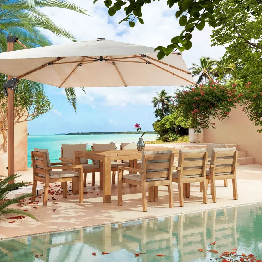 Eminza Table De Jardin Rectangulaire En Bois D'acacia 8 Places (215 X 110 Cm) Bornéo Naturel