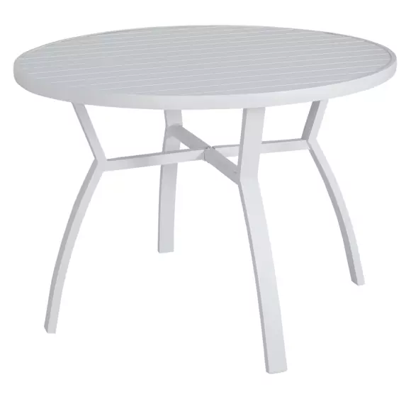 Eminza Table De Jardin Ronde En Aluminium 5 Places (D105 Cm) Murano Blanc