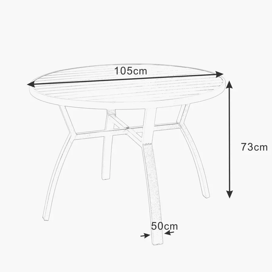 Eminza Table De Jardin Ronde En Aluminium 5 Places (D105 Cm) Murano Blanc