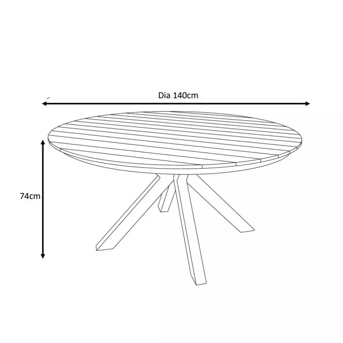 Eminza Table De Jardin Ronde En Aluminium Et Bois Teck 8 Places (D140 Cm) Bali Gris Anthracite