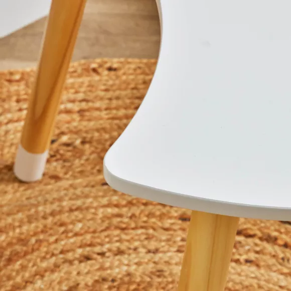 Eminza Table Et 1 Chaise Enfant Bois (H44 Cm) Stars Blanc