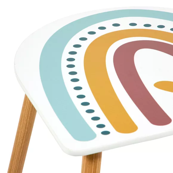 Eminza Table Et 2 Chaises Enfant Bois Arc En Ciel Multicolore