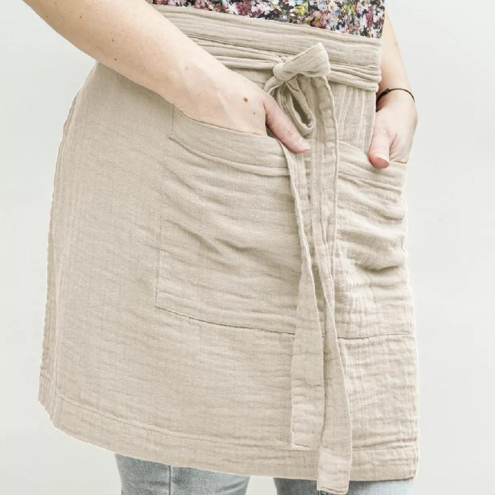 eminza Tablier avec poches gaze de coton Gaïa Beige pampa