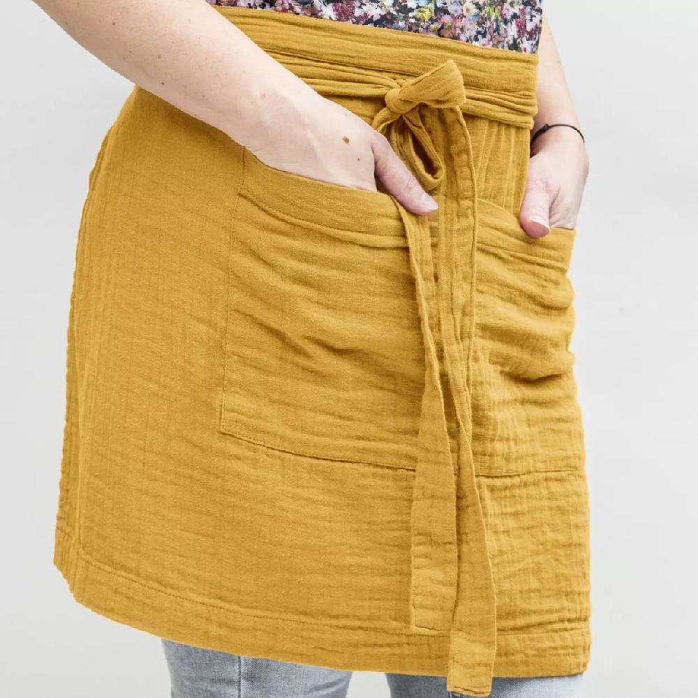 eminza Tablier avec poches gaze de coton Gaïa Jaune safran