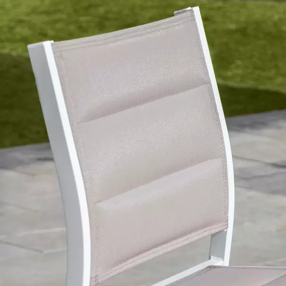Eminza Tabouret De Jardin Aluminium Empilable Murano Blanc Et Taupe