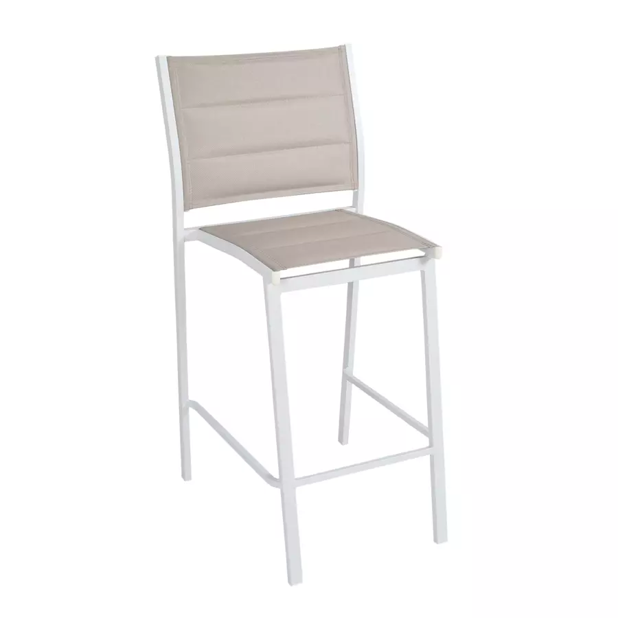 Eminza Tabouret De Jardin Aluminium Empilable Murano Blanc Et Taupe