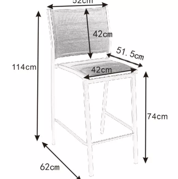 Eminza Tabouret De Jardin Aluminium Empilable Murano Gris Anthracite
