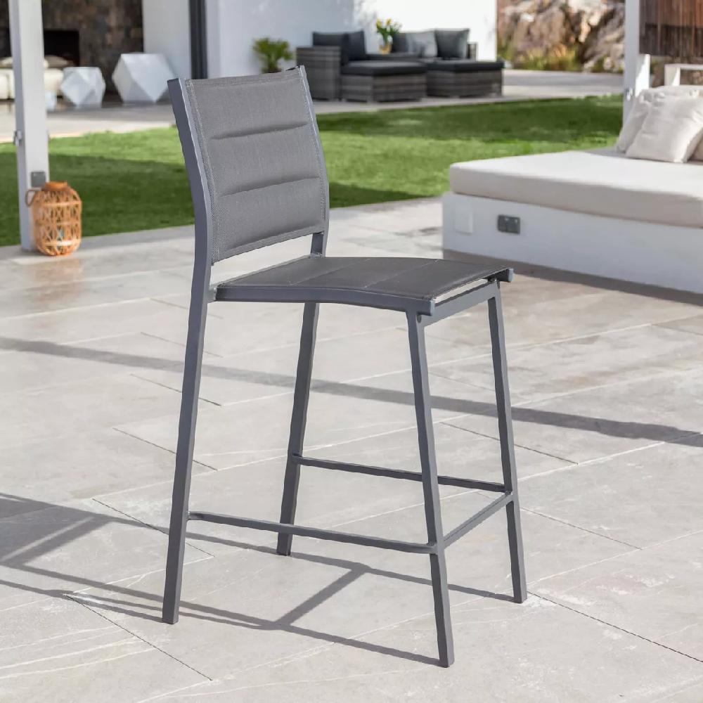 eminza Tabouret de jardin aluminium empilable Murano Gris anthracite
