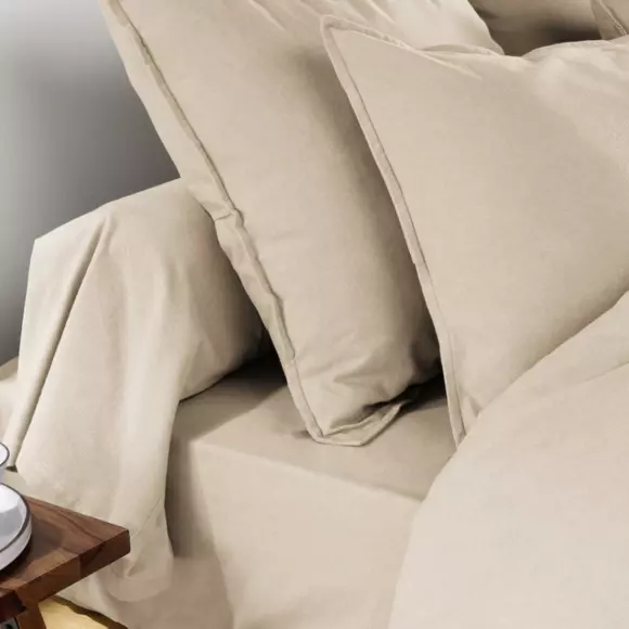 Eminza Taie D'oreiller Carrée Flanelle De Coton (63 X 63 Cm) Théa Beige