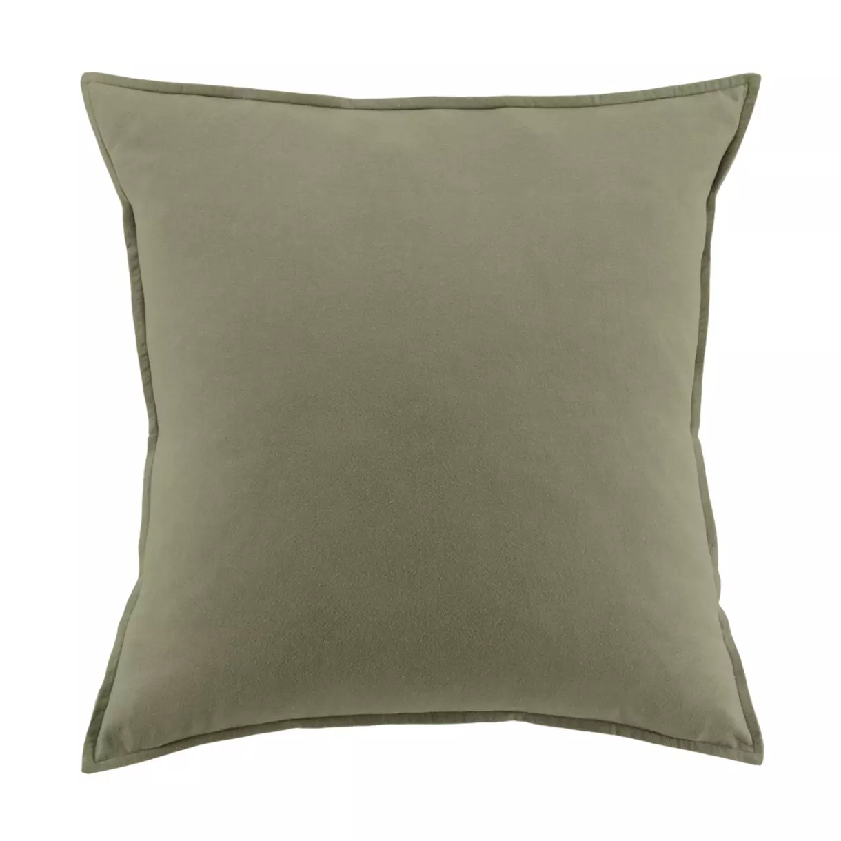 eminza Taie d'oreiller carrée flanelle de coton (63 x 63 cm) Théa Vert romarin