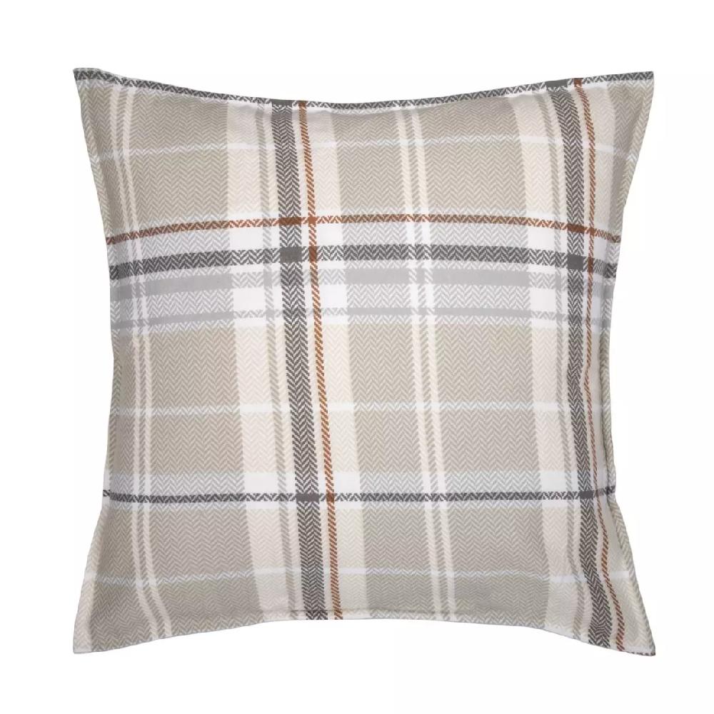eminza Taie d'oreiller carrée flanelle de coton (63 x 63 cm) Théa motif Grise