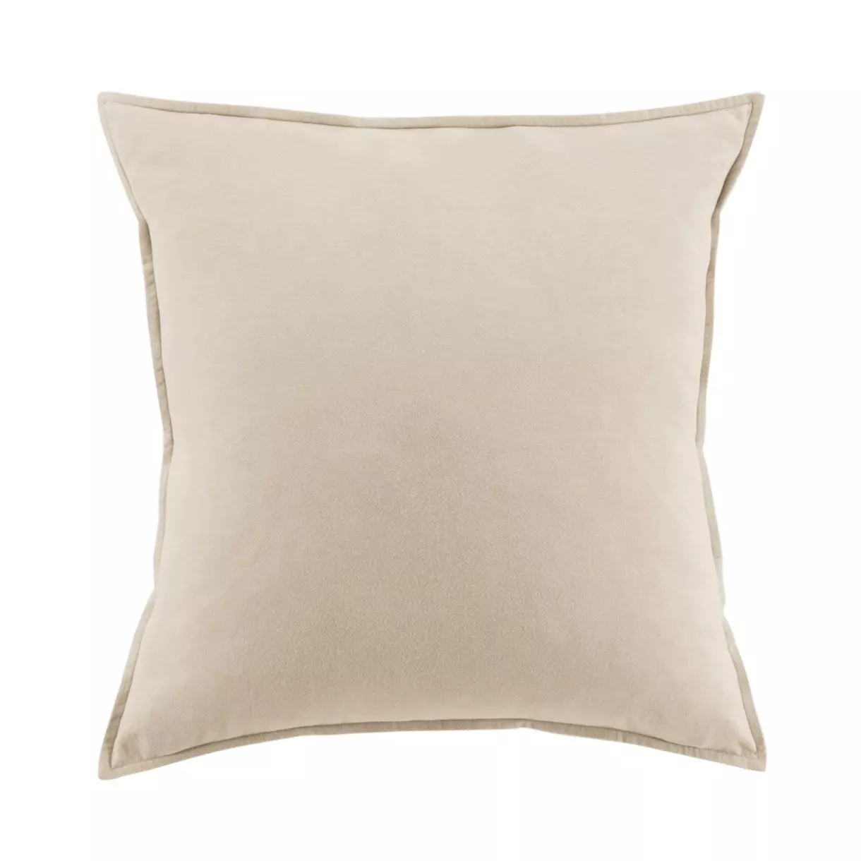 eminza Taie d'oreiller carrée flanelle de coton (63 x 63 cm) Théa Beige