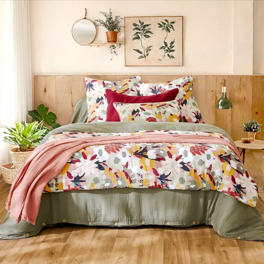 Eminza Taie D'oreiller Carrée Gaze De Coton (60 X 60 Cm) Azel Multicolore