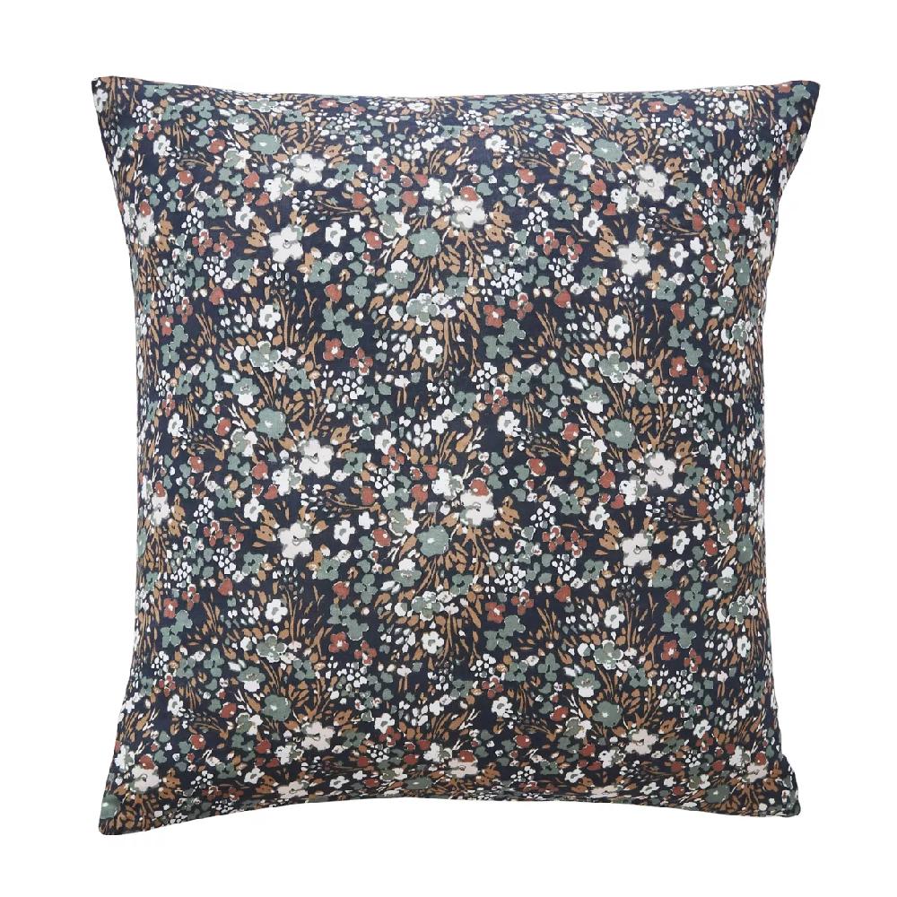 eminza Taie d'oreiller carrée gaze de coton (60 x 60 cm) Constance Bleu nuit