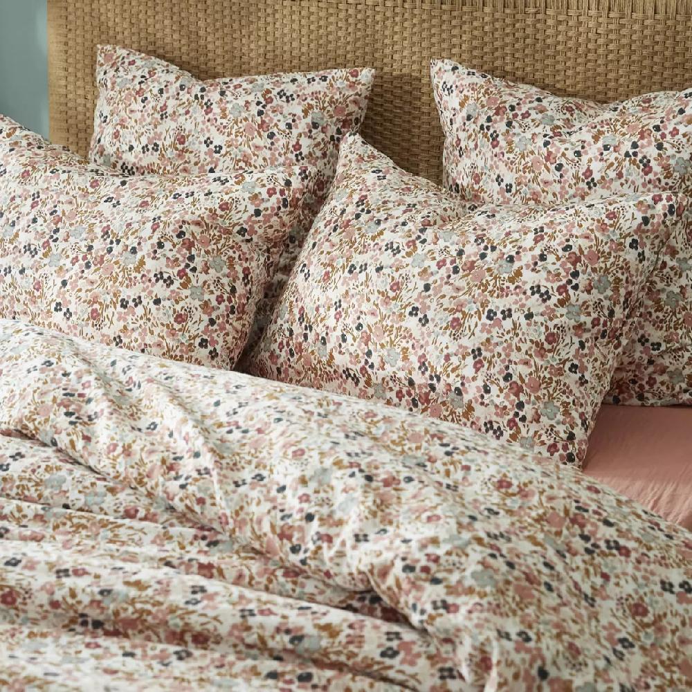 eminza Taie d'oreiller carrée gaze de coton (60 x 60 cm) Constance Beige pampa