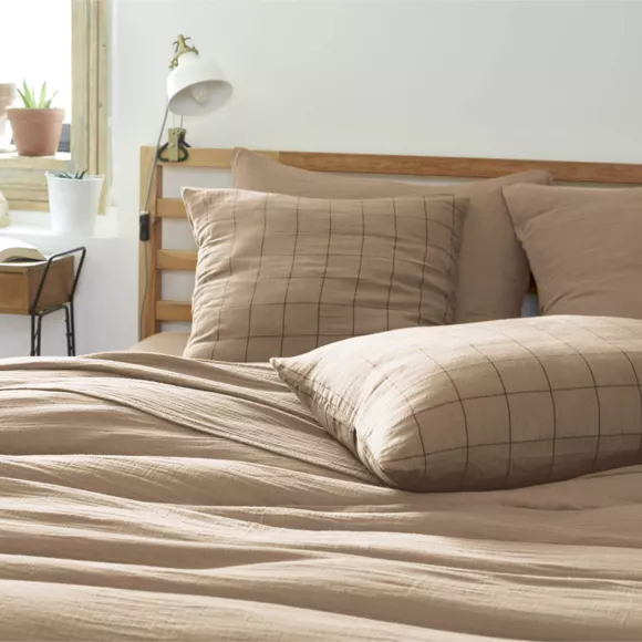 Eminza Taie D'oreiller Carrée Gaze De Coton (60 X 60 Cm) Gaïa Match Ficelle