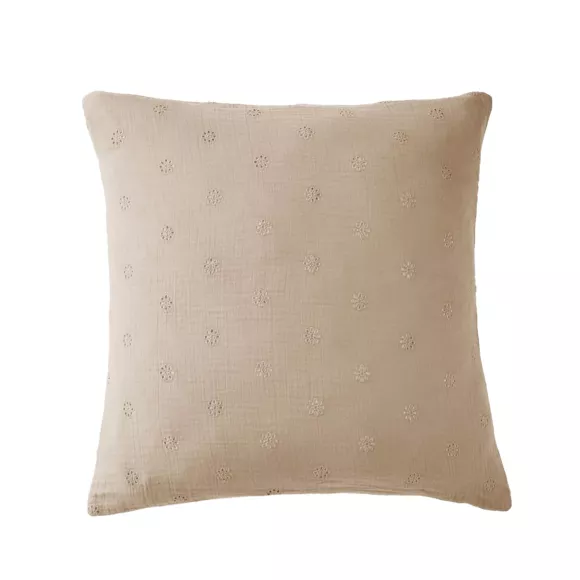 Eminza Taie D'oreiller Carrée Gaze De Coton (60 X 60 Cm) Gaïa Boho Ficelle