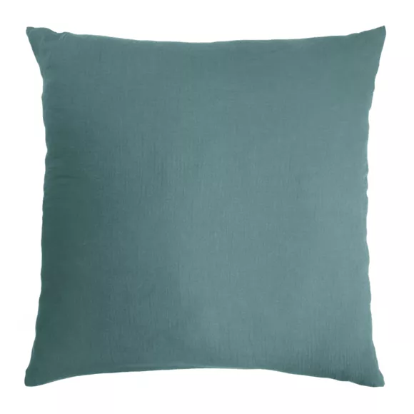 Eminza Taie D'oreiller Carrée Gaze De Coton (60 X 60 Cm) Gaïa Bleu Canard