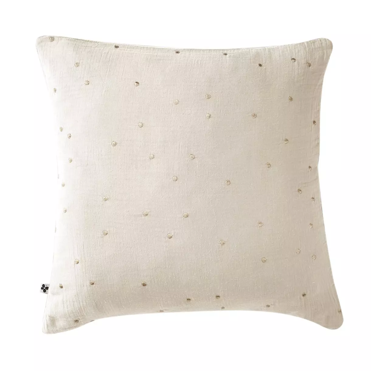 eminza Taie d'oreiller carrée gaze de coton (60 x 60 cm) Gaïa Chic Beige pampa
