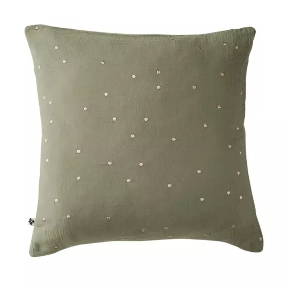 Eminza Taie D'oreiller Carrée Gaze De Coton (60 X 60 Cm) Gaïa Chic Vert Romarin