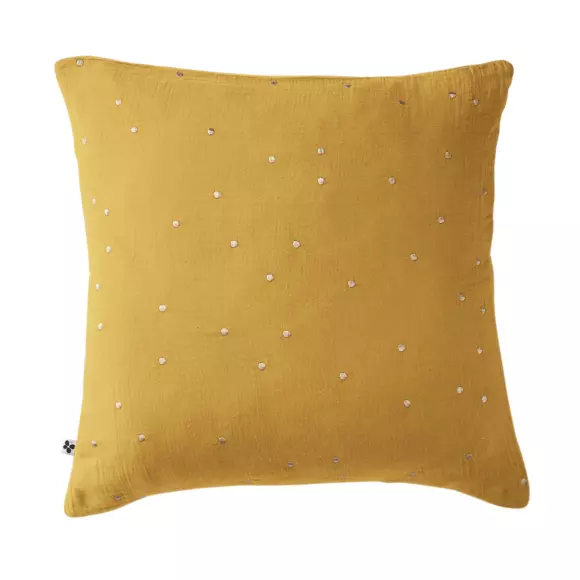 Eminza Taie D'oreiller Carrée Gaze De Coton (60 X 60 Cm) Gaïa Chic Jaune Safran
