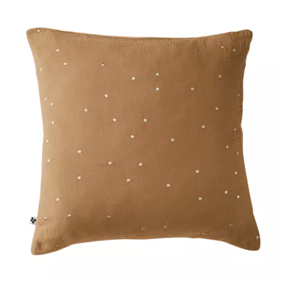 Eminza Taie D'oreiller Carrée Gaze De Coton (60 X 60 Cm) Gaïa Chic Camel