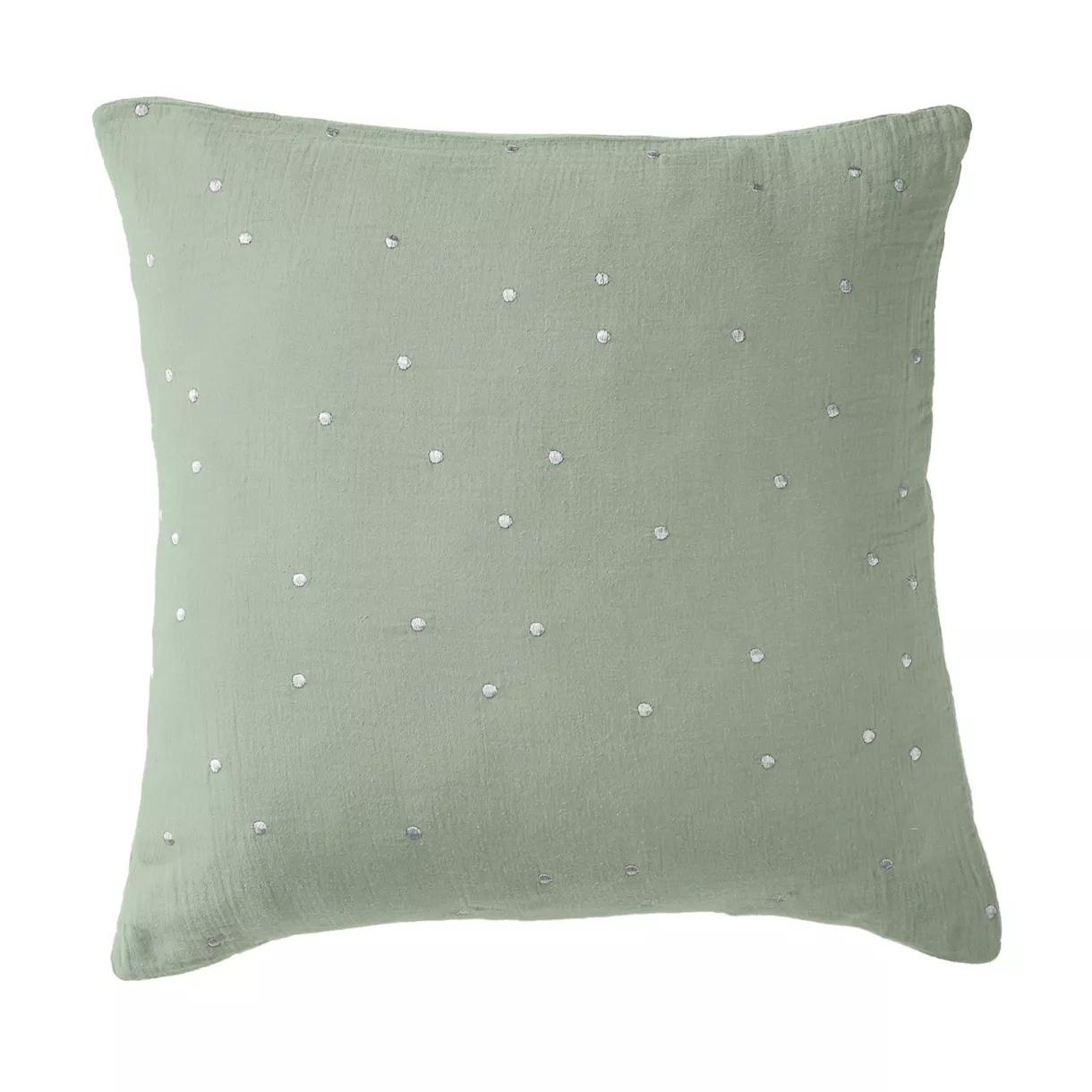 eminza Taie d'oreiller carrée gaze de coton (60 x 60 cm) Gaïa Chic Vert eucalyptus