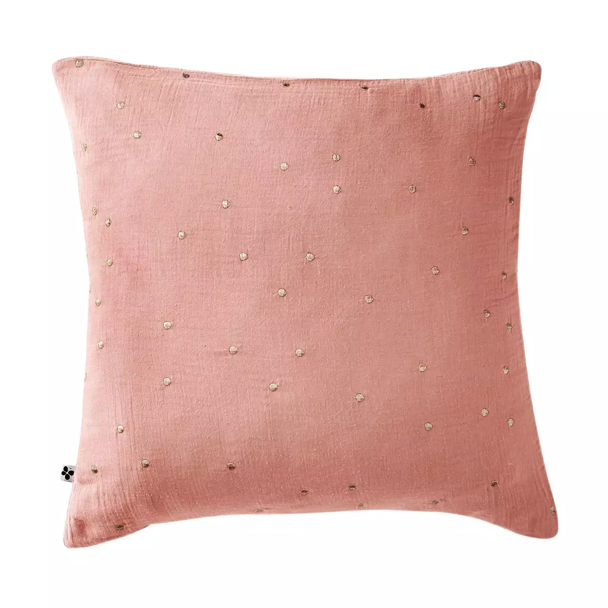 eminza Taie d'oreiller carrée gaze de coton (60 x 60 cm) Gaïa Chic Rose pêche