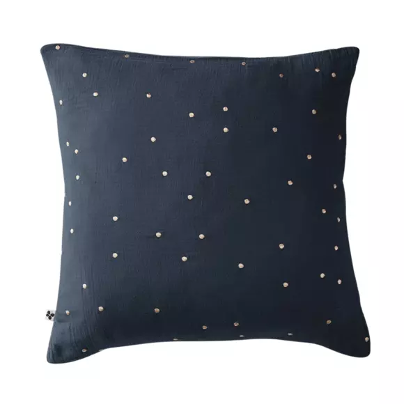 Eminza Taie D'oreiller Carrée Gaze De Coton (60 X 60 Cm) Gaïa Chic Bleu Nuit