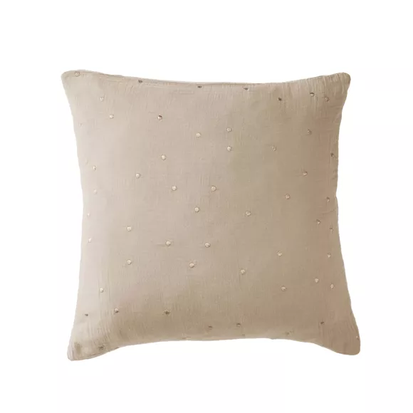 Eminza Taie D'oreiller Carrée Gaze De Coton (60 X 60 Cm) Gaïa Chic Ficelle
