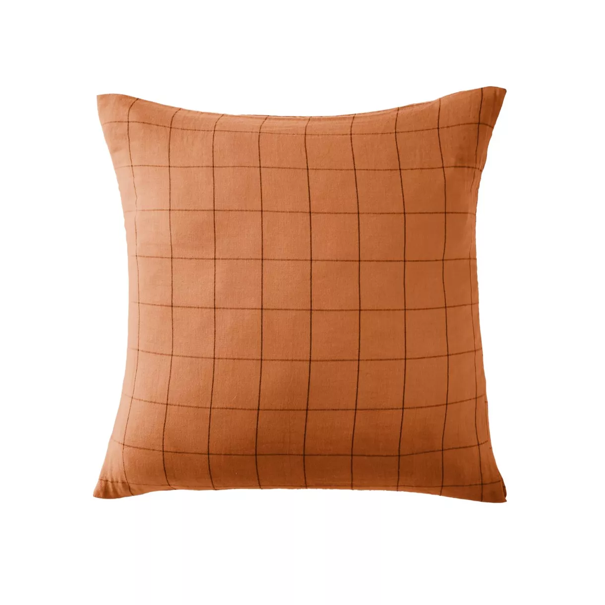 eminza Taie d'oreiller carrée gaze de coton (60 x 60 cm) Gaïa Match Abricot